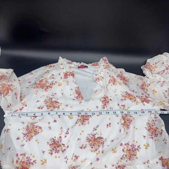 Vince Camuto Women’s White Pink Floral Tiered Long Sleeve Lined Mini Dress Sz XL - Picture 10 of 10